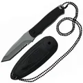 Herbertz Neck Knife mit Tanto Klinge partieller Wellenschliff Scheide Kugelkette