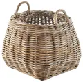 Kobolo Dekokorb Aufbewahrungskorb Korb mit Henkeln aus Rattan in kubu grey
