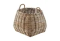 Kobolo Aufbewahrungskorb Korb aus Rattan geflochten kubu grey mit Henkeln