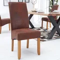 2er Set Stuhl CASA - vintage braun - edel - Mikrofaser - Massivholz - Hochlehner