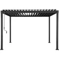 Pergola 80 Solid 3x4 m Stahl Anthrazit verstellbares Lamellendach Garten Terasse Pergola Winterfest Stabil Pavillion - Schwarz