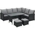 SVITA Monroe Garten-Lounge Set Polyrattan Lounge-Möbel Sitzgruppe Garten Schwarz - Schwarz