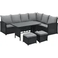 Monroe Garten-lounge Set Polyrattan Lounge-möbel Sitzgruppe Schwarz - Svita