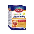 Abtei Kinder Vitamin D3 - für das Knochen- und Immunsystem von Kindern - Glutenfrei, laktosefrei, für Vegetarier geeignet - Mit Zitronengeschmack - 50 Schmelztabletten