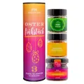 Hallingers Genuss Manufaktur Vegan Geschenkkorb Geschenkset Ostern – Feinkost Mix, Oster Set 3-teilig mit Tee, Konfitüre & Gewürz in edler Geschenkdose "Oster Frühstück" – Osterkörbchen-Geschenkidee
