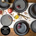 Moritz & Moritz SOLID 18tlg Steinzeug Geschirr Set 6 Personen Anthrazit