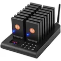 VEVOR Restaurant-Pager-System, kabelloses Warteschlangensignal mit 500 m Reichweite, Piepser zur Rufannahme von Gästen mit Vibration und Blinken, 16 Pager für Imbisswagen, Kirche