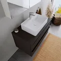 Duravit Rechteckiges Aufsatzwaschbecken DuraBrezza 60x40x14cm Waschbecken mit Hahnlochbank aus Mineralguss Handwaschbecken in Weiß Matt Waschtisch für Unterschränke Badezimmer