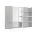 Vicco Spiegelregal, Weiß Hochglanz, 89.8 x 65 cm mit offenen Fächern, mit fünf offenen Regalen zur Aufbewahrung von Badutensilien