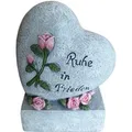 Relaxdays Grabschmuck Herz Polyresin Grau Wetterfest 17 cm x 13 cm x 8 cm