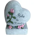 Relaxdays Grabschmuck Herz, Gedenkstein Mit Spruch "ruhe In Frieden", Grabdekoration, Wetterfest & Frostbeständig, Grau