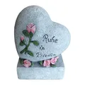 Relaxdays Grabschmuck Herz, Gedenkstein mit Spruch "Ruhe in Frieden", Grabdekoration, wetterfest & frostbeständig, grau