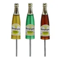Stecker Sektflaschen Silvesterdeko Braun Grün Gelb 7,5cm L28,5cm 10er Set, 10