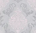 Profhome 953726-GU Barock Tapete Metallic Effekt grau silber rosa 5,33 m2