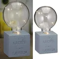 Cepewa LED Leuchte auf Betonsockel mit Spruch | 8x20x8cm Glühbirne Lichterkette 10 LEDs batteriebetrieben | Lampe Designleuchte
