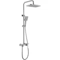 HOME DELUXE - Duscharmatur mit Ablage - ICONIC - Farbe: Weiße Marmoroptik - Höhe: 120 cm, inkl. Handbrause I Duschbrause Regendusche Designarmatur