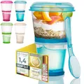 GOODS+GADGETS Müslibecher-2-go Müsli Reise Becher mit isoliertem Milchkühlfach & Löffel 2-go für unterwegs