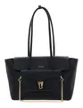 Coccinelle Leder Shopper Umhängetasche Double Beat Grained Leather Handbag Noir schwarz