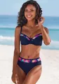 Bügel-Bikini-Top "Exotic", mit bedruckter Blende an den Cups, Gr. 40 - Cup D, navy Cup D