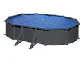 Gre Pools Pool Oval Stahl 6,34 m x 3,99 m x 1,32 m – Anthrazitgrau – Sandfilteranlage – sichtbare Verstärkungen