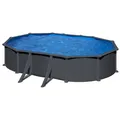 GRE Ovalpool 610x375x132 cm Anthrazit mit Sandfilter 6 m³/h Set