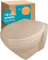 WC erhöht Bahamabeige +6 cm spülrandlos Hänge-WC Set WC-Sitz Absenkautomatik
