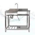 Spültisch freistehend, Wasserhahn mit Kalt Warm Anschluss, Spülbecken Größe L