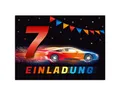 Junapack 12 Einladungskarten zum 7. Kindergeburtstag Einladung zum siebten Geburtstag Jungen Rennauto Rennwagen