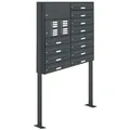 AL Briefkastensysteme 12 Fächer Premium Stand Briefkasten Anlage in RAL 7016 Anthrazit für Post A4, robust, wetterfest, Artikelnummer: 132P12S2KSP7016