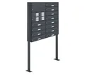 AL Briefkastensysteme Standbriefkasten 12 Fach Premium Briefkasten A4 in RAL 7016 Anthrazit Grau wetterfest
