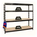 PROREGAL Profi Schwerlastregal Rhino EXTRA BREIT schwarz HxBxT 180x200x60cm Fachlast 500kg 4X Spanplatten-Ebenen 8mm Garagenregal, Lagerregal, Steckregal, Weitspannregal