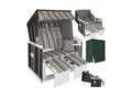 tectake® Strandkorb, gepolstert mit ausziehbaren Fußbänkchen, klappbare Seitentische und weitere Extras, 115 x 158 x 78 cm