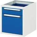 Schubladenschrank H545xB480xT600mm lichtgrau/enzianblau 2Schubl.Einfachausz. RAU