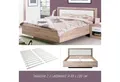 Homestyle4u Holzbett 160x200 Doppelbett Kunstleder Weiß Braun Gästebett Holz mit Kopfteil (Set, mit Lattenrost)