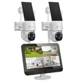 LUVISION Dual WLAN PTZ Überwachungssystem mit LED Monitor 4MP Solar PTZ Überwachungskamera Mikrofon, Sirene, Smarte Nachtsicht 4 Kameras