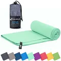 Fit-Flip Mikrofaser Handtuch - kompakte Microfaser Handtücher - ideal als Sporthandtuch, Reisehandtuch, Strandtuch - schnelltrocknend und leicht - Badetuch groß (60x120cm, Türkis)