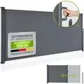 Juskys Seitenmarkise Dubai 500 x 160 cm ausziehbar blickdicht, Sichtschutz für Balkon & Terrasse, Seitenrollo mit Wandhalterung - anthrazit - Grau
