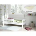 Kinderbett Lina 180x80 Kinderbett mit Rausfallschutz & Lattenrost weiß 80 x 180 für Mädchen und Jungen Massivholz Kiefer, mit Matratzen, ohne Sc... - Weiß