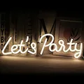 SIGNSHIP Let's Party Neonschild warm Weißer führte Neonlicht, USB-betriebene Party-Leuchtreklame, Dekorative Wandlichter für Geburtstag, Hochzeit, Abschlussfeier, Bar, Dekoration
