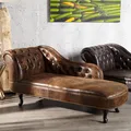 riess-ambiente Chesterfield Récamière 170cm antik braun mit Knopfheftung und Nietenbesatz Couchgarnitur Polstergarnitur Liege
