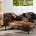 Design Chesterfield Récamière 170cm antik braun Polsterliege Chaiselounge