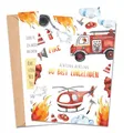 MeinBaby123® 10 Einladungskarten Kindergeburtstag Jungs | süße Geburtstagseinladungen für Kinder | Feuerwehr Einladungskarten | inkl. 10 Briefumschläge | Premium Qualität (Feuerwehr V2)