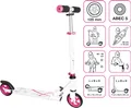 muuwmi Aluminium Scooter – Tretroller, 125 mm, ABEC 5, GS, höhenverstellbar, weiß-pink