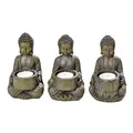 Boltze Teelichthalter 'Buddha' aus Kunstharz, 9 x 9 x 14 cm (Modell zufällig, 1 Stück)