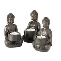 Boltze Teelichthalter Buddha aus Kunstharz, 9 x 9 x 14 cm Modell zufällig 1 Stk.