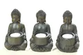 3er Set Teelichthalter Buddha Kunstharz Feng Shui Wohnen Figur Skulptur Teelicht