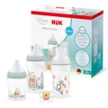 NUK Perfect Match Babyflaschen & Schnuller Geschenkset für Neugeborene | 0–6 Monate | 3 x Anti-Kolik-Flaschen (150 ml, 260 ml), 1 x Perfect Match Air Schnuller | Disney Winnie Puuh | 4 Stück