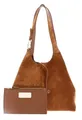 Coccinelle Leder Schultertasche C-Easy Handbag Suede Cognac/Cognac braun