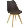 WOLTU Esszimmerstuhl mit Massivholz Beinen, Skandinavische Küchenstühle Retro Design, Sitzfläche aus Kunstleder, bis 150 kg belastbar, Braun
