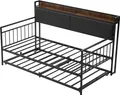 VEVOR Tagesbettrahmen in Twin-Größe, Tagesbett Sofabett mit Ausziehbett, Plattformbettrahmen mit Ladestation & Metalllattenunterstützung für Wohnzimme Schlafzimmer Gästezimmer, Schwarz